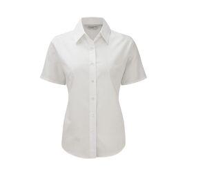 Russell Collection JZ33F - Short Sleeve Easy Care Oxford Bluse Weiß
