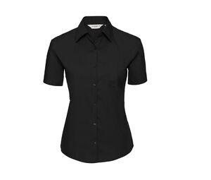 Russell Collection JZ37F - Pflegeleichtes Kurzarm-T-Shirt Poplin aus Baumwolle Schwarz