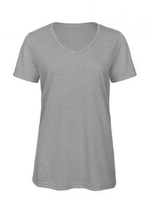 B&C BC058 - Damen-Tri-Blend V-Ausck T-Shirt Heather Light Grey