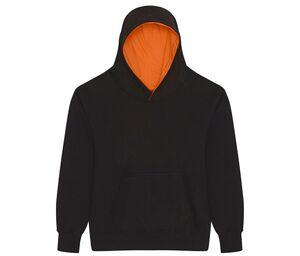 AWDIS JH03J - Kontrastes Kapuzen-Sweatshirt Jet Black/ Orange Crush